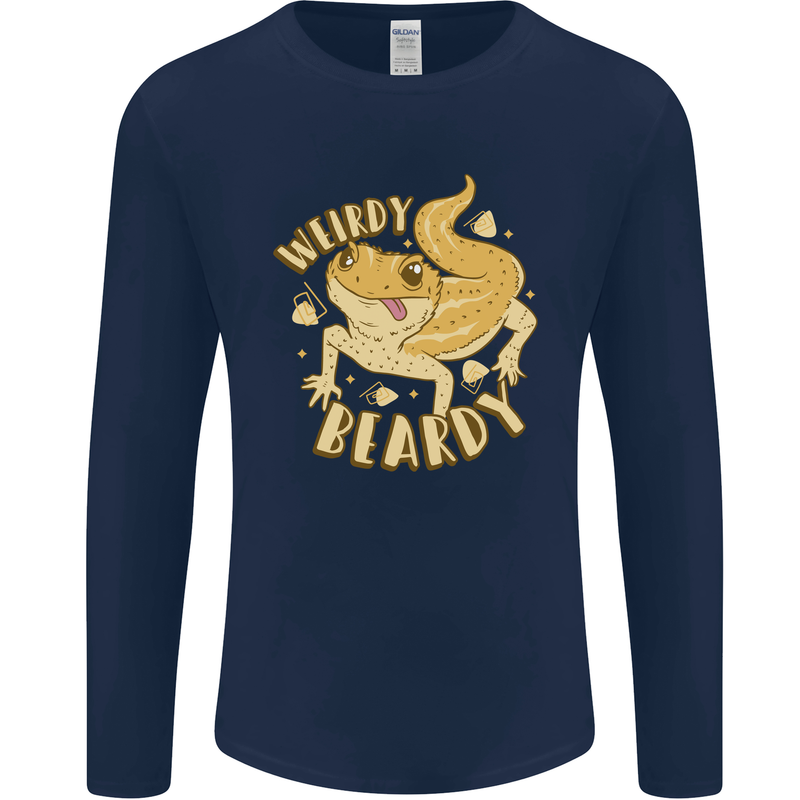 Weirdy Beardy Funny Bearded Dragon Mens Long Sleeve T-Shirt Navy Blue