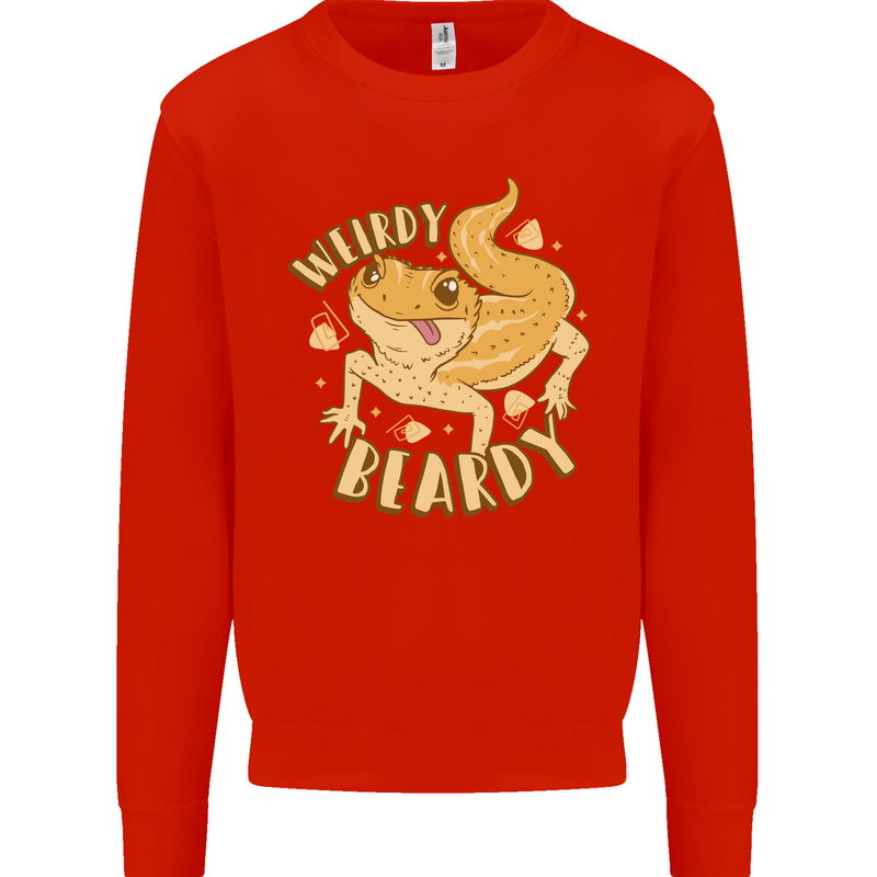 Weirdy Beardy Funny Bearded Dragon Mens Sweatshirt Jumper Bright Red