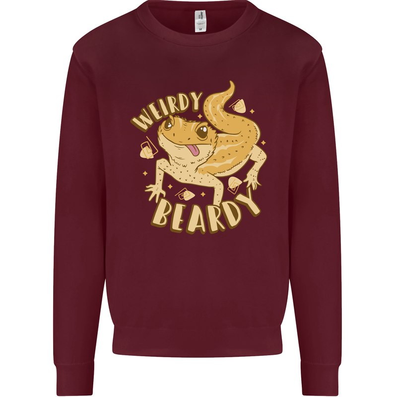 Weirdy Beardy Funny Bearded Dragon Mens Sweatshirt Jumper Maroon
