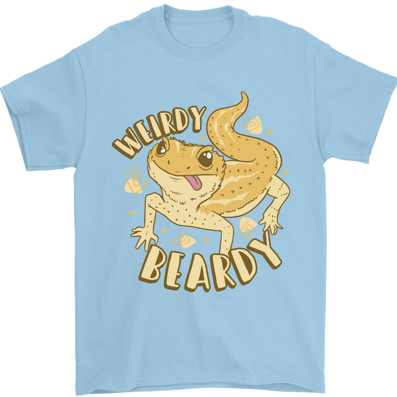 Weirdy Beardy Funny Bearded Dragon Mens T-Shirt 100% Cotton Light Blue