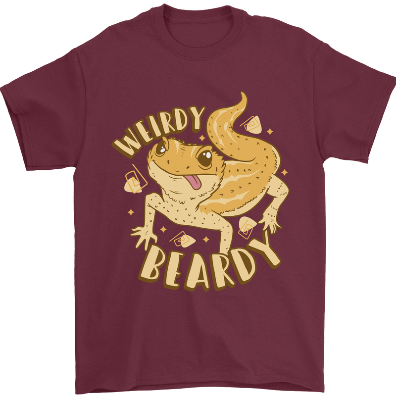 Weirdy Beardy Funny Bearded Dragon Mens T-Shirt 100% Cotton Maroon