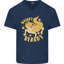 Weirdy Beardy Funny Bearded Dragon Mens V-Neck Cotton T-Shirt Navy Blue