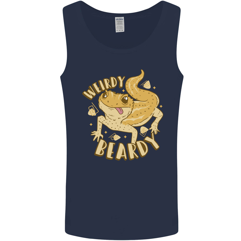 Weirdy Beardy Funny Bearded Dragon Mens Vest Tank Top Navy Blue