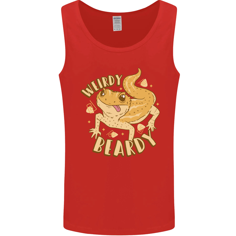 Weirdy Beardy Funny Bearded Dragon Mens Vest Tank Top Red