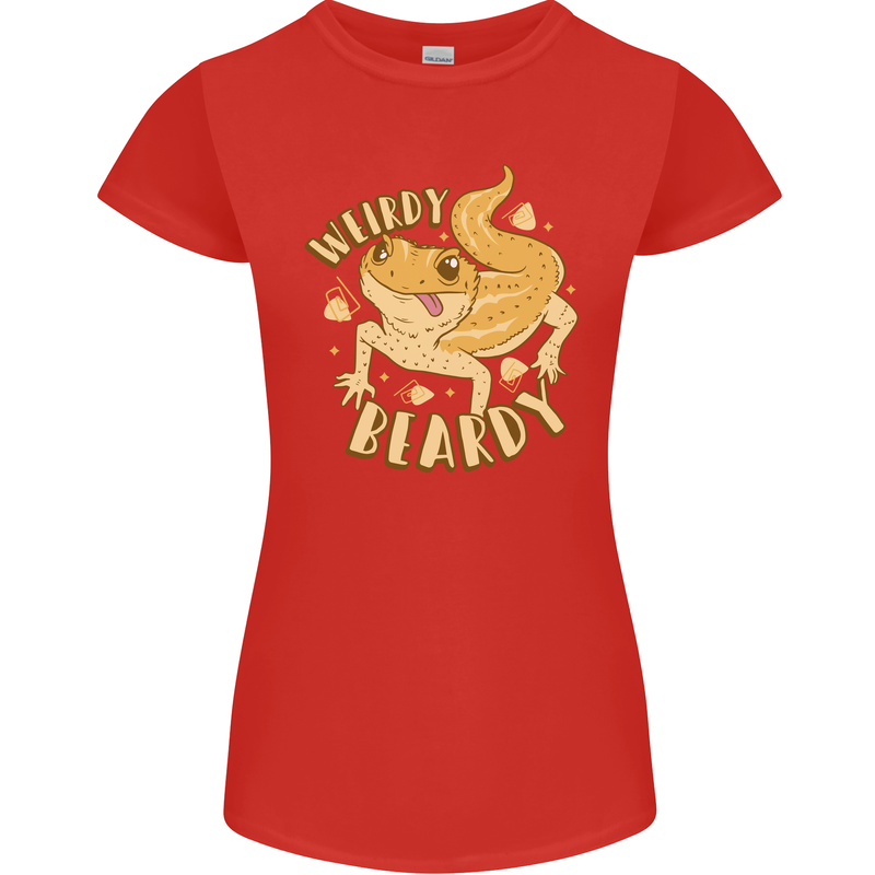 Weirdy Beardy Funny Bearded Dragon Womens Petite Cut T-Shirt Red
