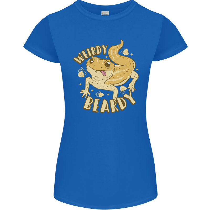 Weirdy Beardy Funny Bearded Dragon Womens Petite Cut T-Shirt Royal Blue