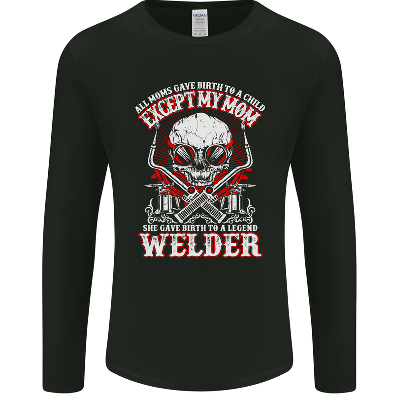 Welder Son Funny Welding Skull Mom Mens Long Sleeve T-Shirt Black