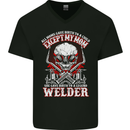 Welder Son Funny Welding Skull Mom Mens V-Neck Cotton T-Shirt Black