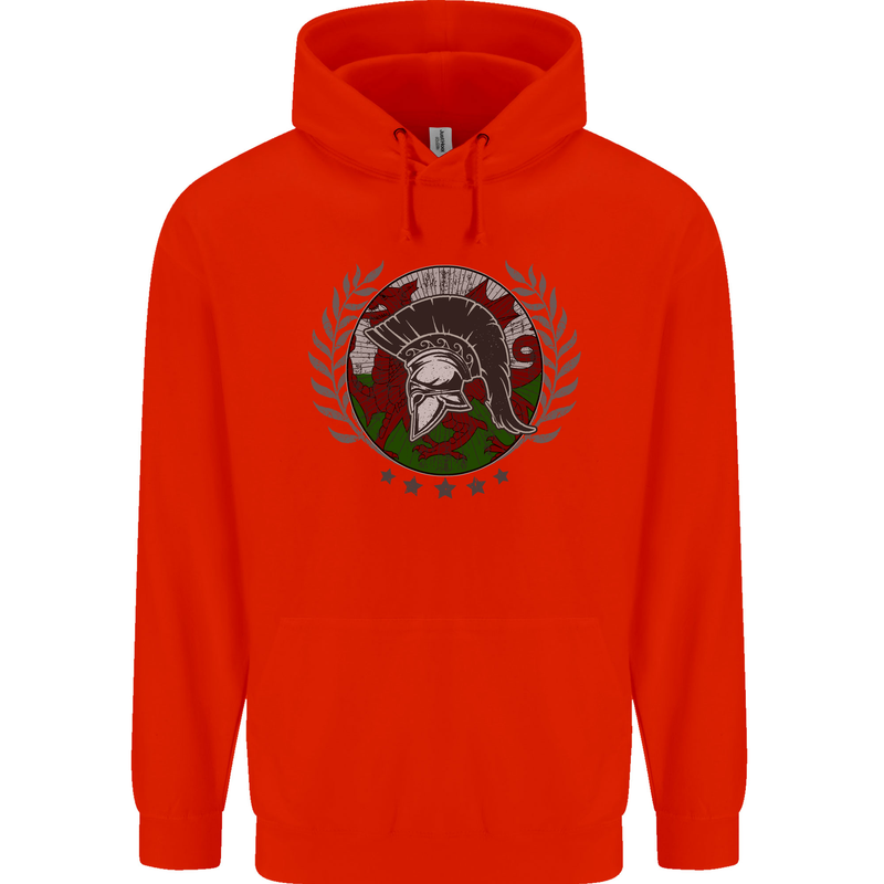 Welsh Bodybuilding Flag Gym Training Wales Childrens Kids Hoodie Bright Red