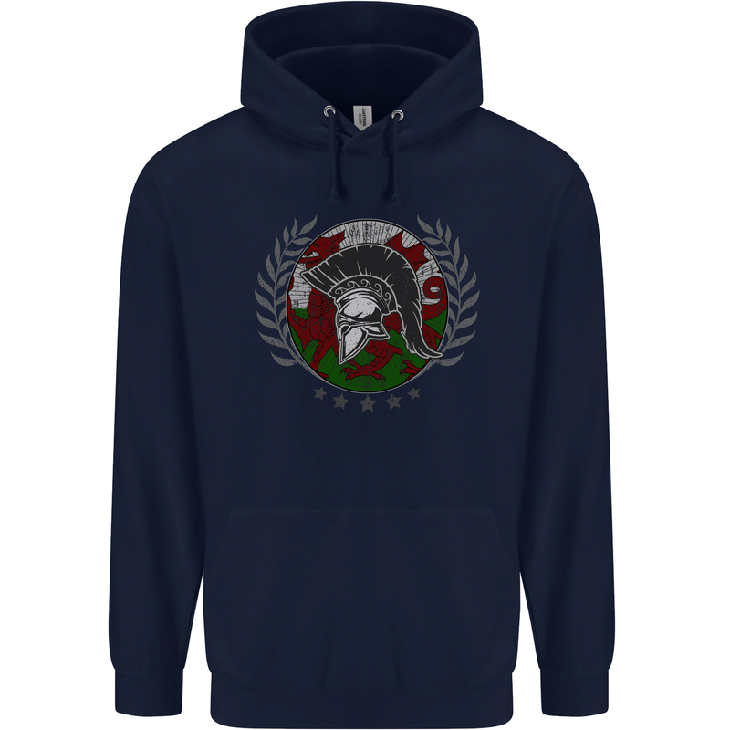 Welsh Bodybuilding Flag Gym Training Wales Childrens Kids Hoodie Navy Blue