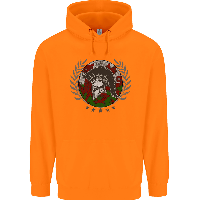 Welsh Bodybuilding Flag Gym Training Wales Childrens Kids Hoodie Orange