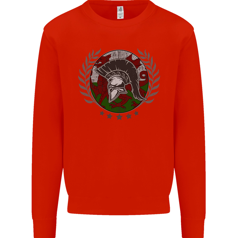 Welsh Bodybuilding Flag Gym Training Wales Kids Sweatshirt Jumper Bright Red