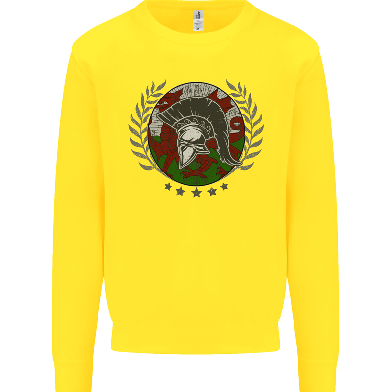 Welsh Bodybuilding Flag Gym Training Wales Kids Sweatshirt Jumper Yellow