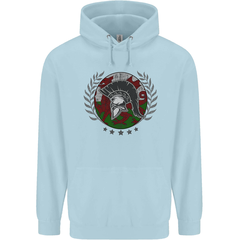 Welsh Bodybuilding Flag Gym Training Wales Mens 80% Cotton Hoodie Light Blue