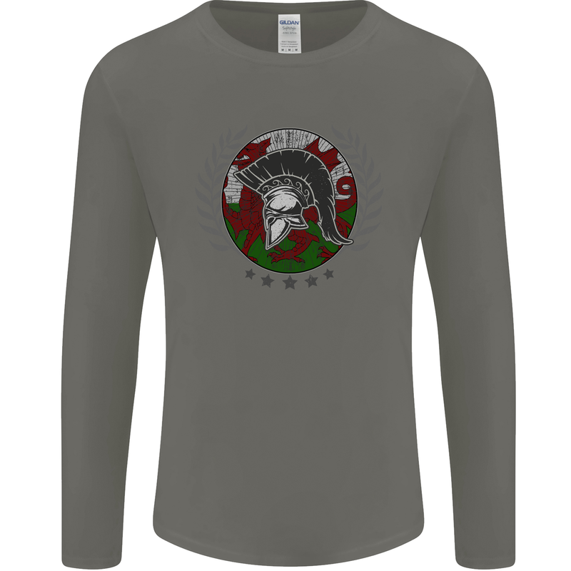 Welsh Bodybuilding Flag Gym Training Wales Mens Long Sleeve T-Shirt Charcoal