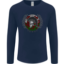 Welsh Bodybuilding Flag Gym Training Wales Mens Long Sleeve T-Shirt Navy Blue