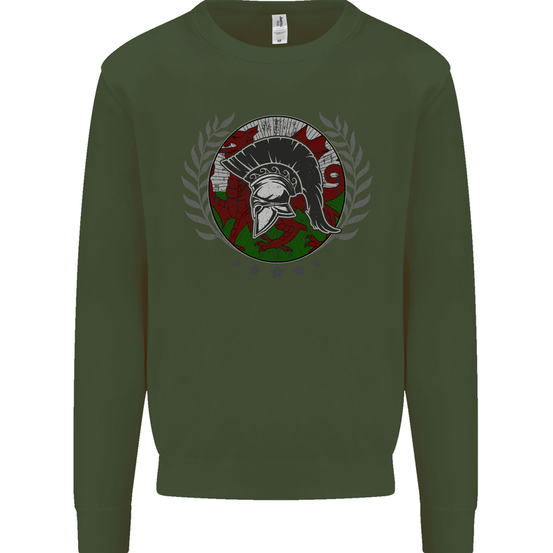 Welsh Bodybuilding Flag Gym Training Wales Mens Sweatshirt Jumper Forest Green