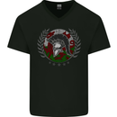 Welsh Bodybuilding Flag Gym Training Wales Mens V-Neck Cotton T-Shirt Black