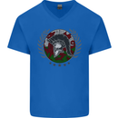 Welsh Bodybuilding Flag Gym Training Wales Mens V-Neck Cotton T-Shirt Royal Blue