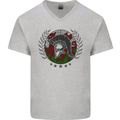 Welsh Bodybuilding Flag Gym Training Wales Mens V-Neck Cotton T-Shirt Sports Grey