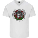 Welsh Bodybuilding Flag Gym Training Wales Mens V-Neck Cotton T-Shirt White
