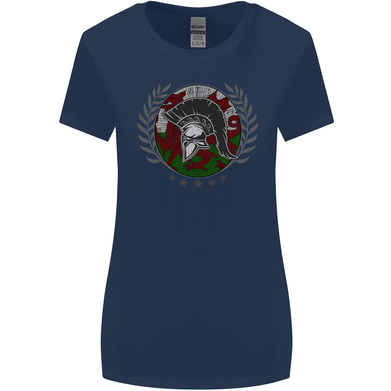 Welsh Bodybuilding Flag Gym Training Wales Womens Wider Cut T-Shirt Navy Blue