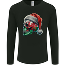 Welsh Christmas Skull Xmas Wales Flag Biker Rugby Mens Long Sleeve T-Shirt Black