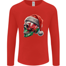 Welsh Christmas Skull Xmas Wales Flag Biker Rugby Mens Long Sleeve T-Shirt Red