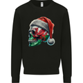 Welsh Christmas Skull Xmas Wales Flag Biker Rugby Mens Sweatshirt Jumper Black