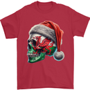 Welsh Christmas Skull Xmas Wales Flag Biker Rugby Mens T-Shirt 100% Cotton Red