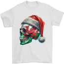 Welsh Christmas Skull Xmas Wales Flag Biker Rugby Mens T-Shirt 100% Cotton White