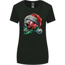 Welsh Christmas Skull Xmas Wales Flag Biker Rugby Womens Wider Cut T-Shirt Black