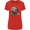 Welsh Christmas Skull Xmas Wales Flag Biker Rugby Womens Wider Cut T-Shirt Red