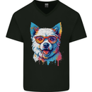 West Highland Terrier Westie Dog Mens V-Neck Cotton T-Shirt Black