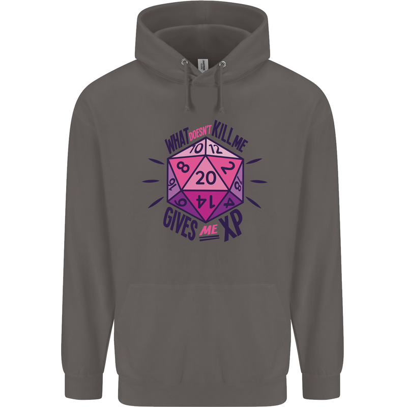 What Doesn't Kill Me Funny Role Play Games Dice Mens 80% Cotton Hoodie Charcoal