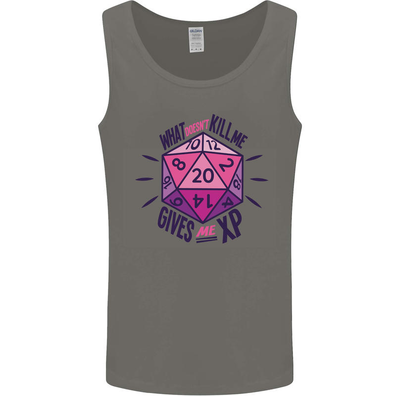 What Doesn't Kill Me Funny Role Play Games Dice Mens Vest Tank Top Charcoal
