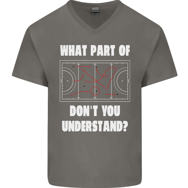 What Part of Hockey Dont You Understand Ice Mens V-Neck Cotton T-Shirt Charcoal