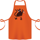 What? Funny Murderous Black Cat Halloween Cotton Apron 100% Organic Orange