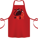 What? Funny Murderous Black Cat Halloween Cotton Apron 100% Organic Red
