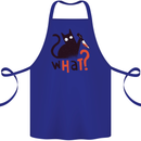 What? Funny Murderous Black Cat Halloween Cotton Apron 100% Organic Royal Blue
