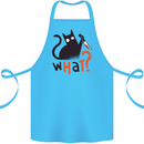 What? Funny Murderous Black Cat Halloween Cotton Apron 100% Organic Turquoise