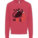 What? Funny Murderous Black Cat Halloween Kids Sweatshirt Jumper Heliconia