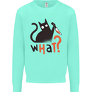What? Funny Murderous Black Cat Halloween Kids Sweatshirt Jumper Peppermint