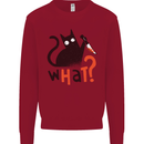 What? Funny Murderous Black Cat Halloween Kids Sweatshirt Jumper Red