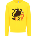 What? Funny Murderous Black Cat Halloween Kids Sweatshirt Jumper Yellow