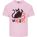What? Funny Murderous Black Cat Halloween Kids T-Shirt Childrens Light Pink