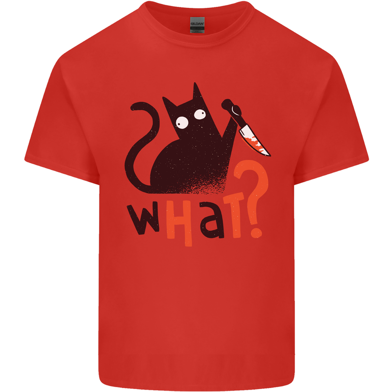 What? Funny Murderous Black Cat Halloween Kids T-Shirt Childrens Red