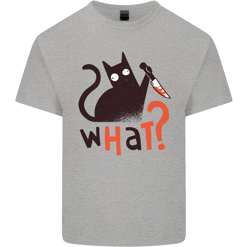 What? Funny Murderous Black Cat Halloween Kids T-Shirt Childrens Sports Grey