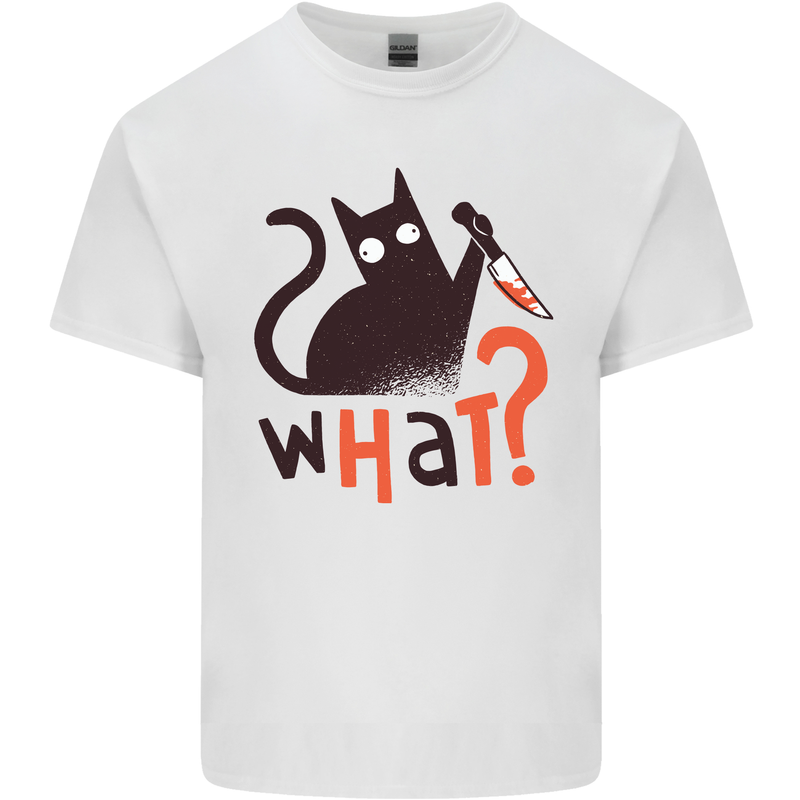 What? Funny Murderous Black Cat Halloween Kids T-Shirt Childrens White