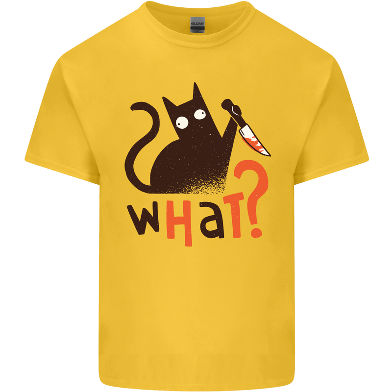 What? Funny Murderous Black Cat Halloween Kids T-Shirt Childrens Yellow